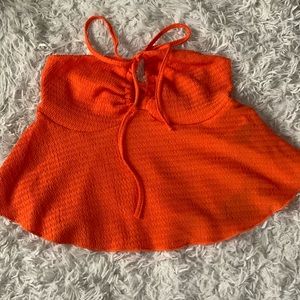 Shein Orange Halter/Tube ruffle top